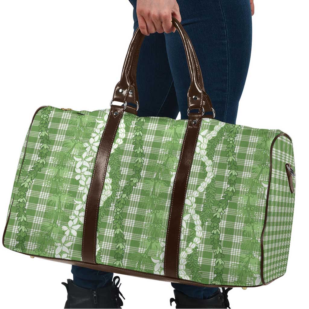 Hawaiian Ohia Lehua Lei Travel Bag Plaid Palaka Omaomao Pattern LT9 - Polynesian Pride
