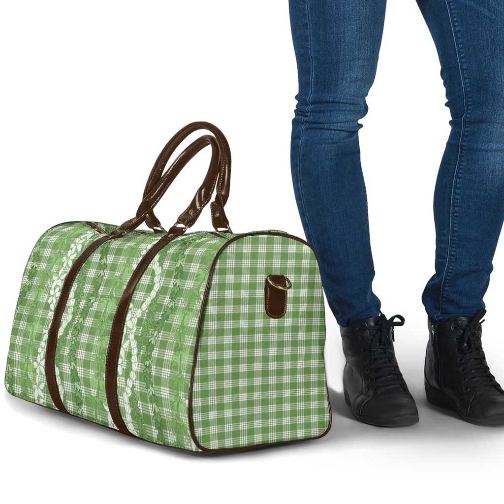 Hawaiian Ohia Lehua Lei Travel Bag Plaid Palaka Omaomao Pattern LT9 - Polynesian Pride