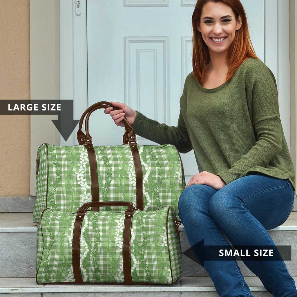 Hawaiian Ohia Lehua Lei Travel Bag Plaid Palaka Omaomao Pattern LT9 - Polynesian Pride