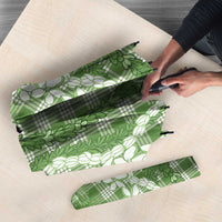 Hawaiian Ohia Lehua Lei Umbrella Plaid Palaka Omaomao Pattern - Polynesian Pride