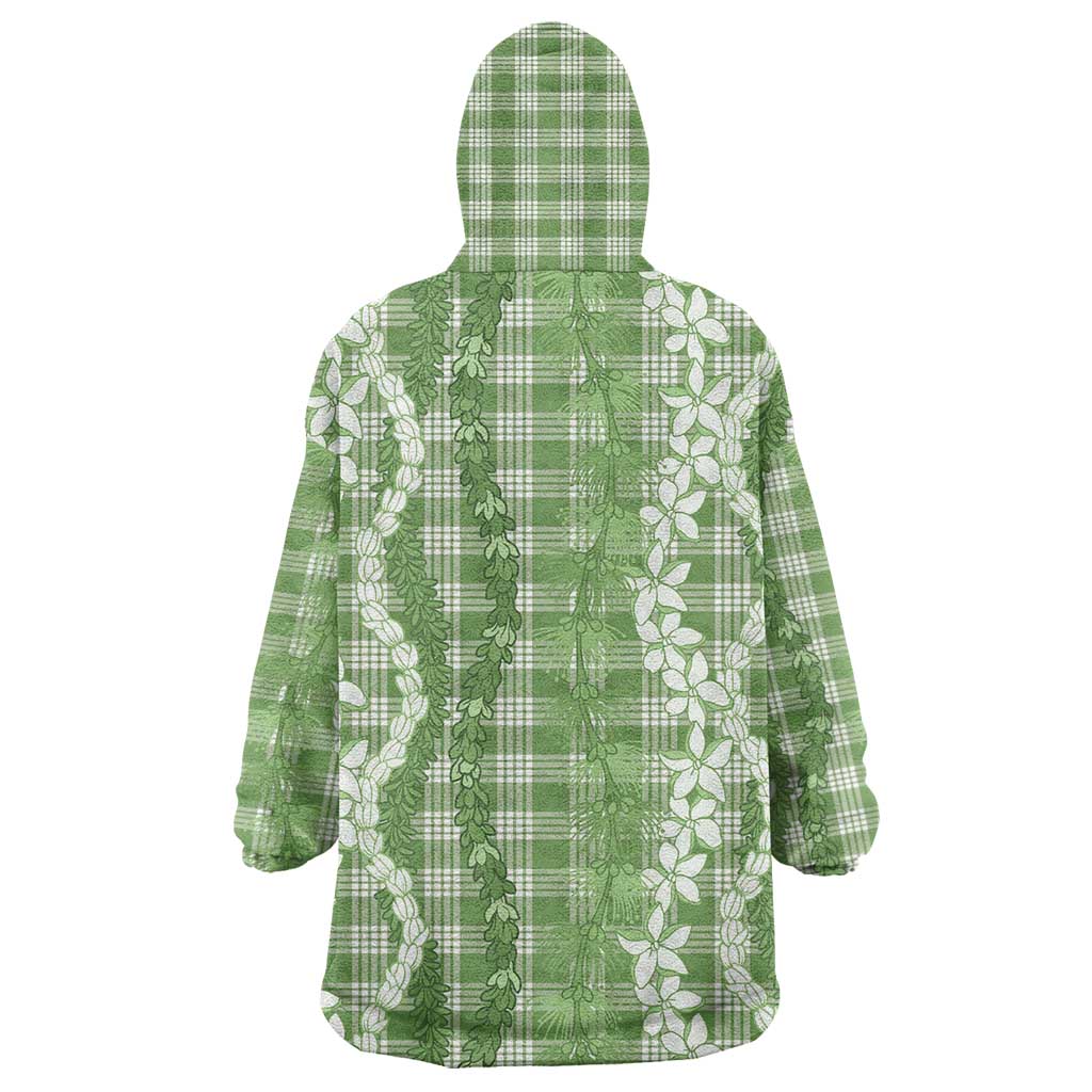 Hawaiian Ohia Lehua Lei Wearable Blanket Hoodie Plaid Palaka Omaomao Pattern LT9 - Polynesian Pride