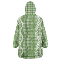 Hawaiian Ohia Lehua Lei Wearable Blanket Hoodie Plaid Palaka Omaomao Pattern LT9 - Polynesian Pride