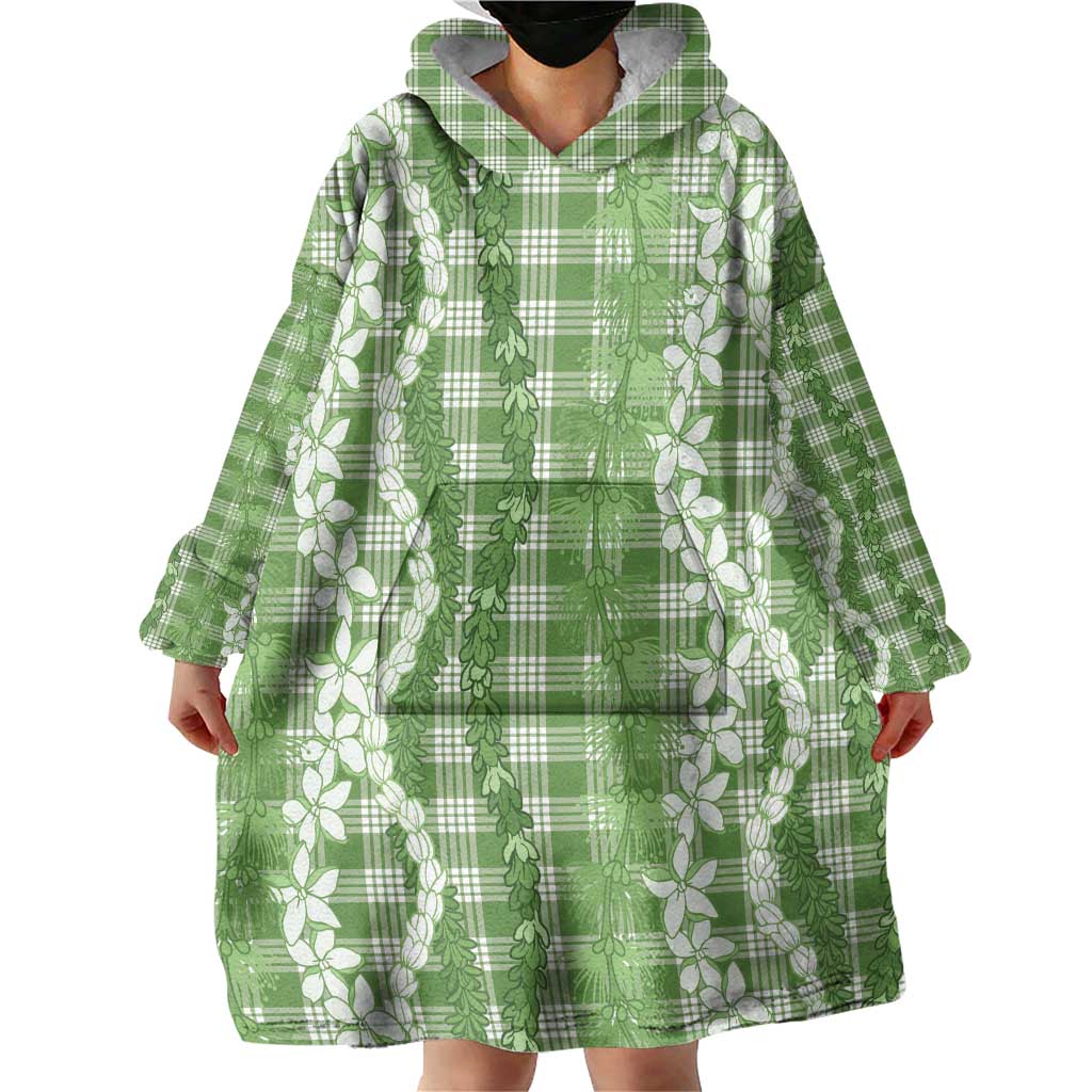 Hawaiian Ohia Lehua Lei Wearable Blanket Hoodie Plaid Palaka Omaomao Pattern LT9 - Polynesian Pride