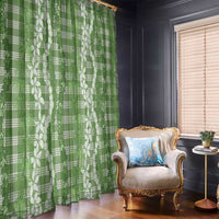 Hawaiian Ohia Lehua Lei Window Curtain Plaid Palaka Omaomao Pattern - Polynesian Pride