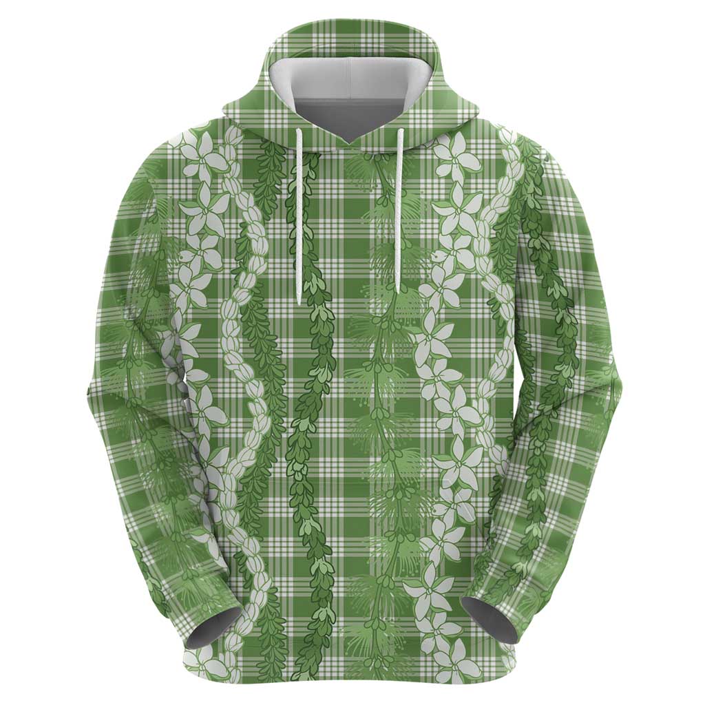 Hawaiian Ohia Lehua Lei Zip Hoodie Plaid Palaka Omaomao Pattern - Polynesian Pride
