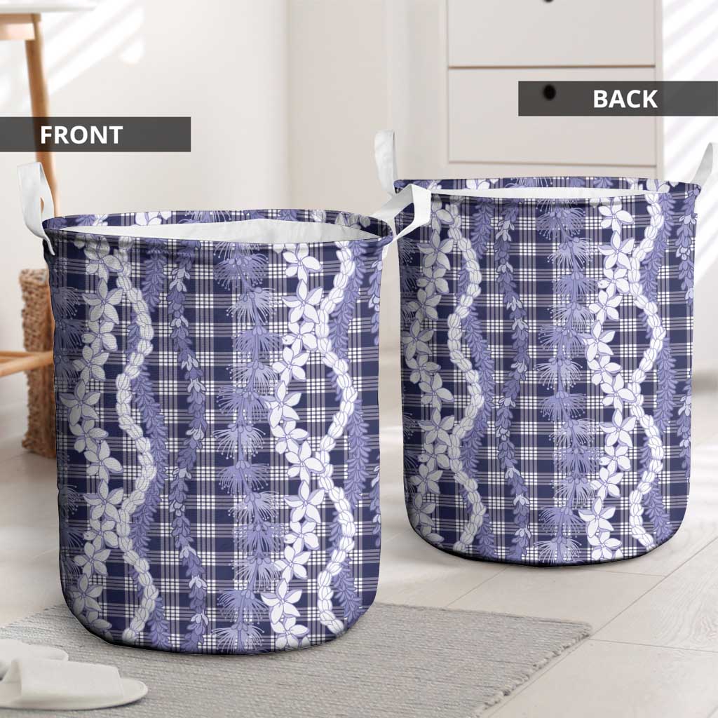 Hawaiian Ohia Lehua Lei Laundry Basket Plaid Palaka Uliuli hohonu Pattern LT9 - Polynesian Pride