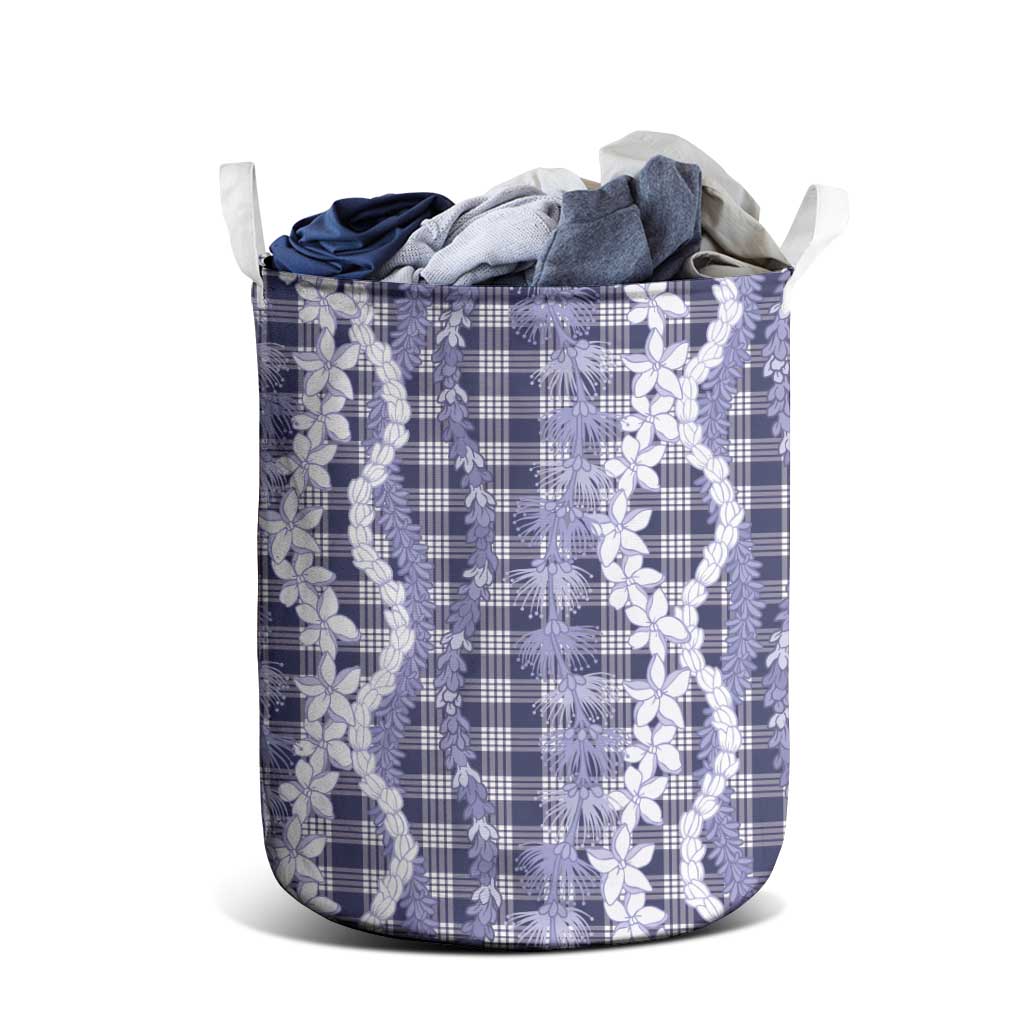 Hawaiian Ohia Lehua Lei Laundry Basket Plaid Palaka Uliuli hohonu Pattern LT9 - Polynesian Pride