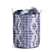 Hawaiian Ohia Lehua Lei Laundry Basket Plaid Palaka Uliuli hohonu Pattern LT9 - Polynesian Pride