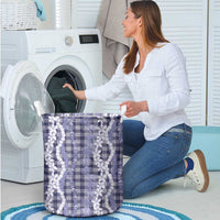 Hawaiian Ohia Lehua Lei Laundry Basket Plaid Palaka Uliuli hohonu Pattern LT9 - Polynesian Pride