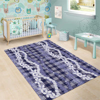 Hawaiian Ohia Lehua Lei Area Rug Plaid Palaka Uliuli hohonu Pattern - Polynesian Pride
