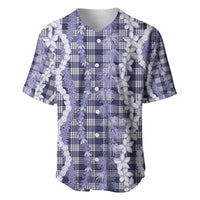 Hawaiian Ohia Lehua Lei Baseball Jersey Plaid Palaka Uliuli hohonu Pattern - Polynesian Pride