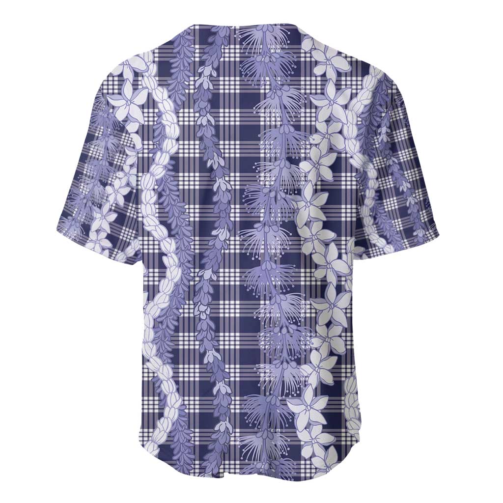 Hawaiian Ohia Lehua Lei Baseball Jersey Plaid Palaka Uliuli hohonu Pattern - Polynesian Pride