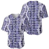 Hawaiian Ohia Lehua Lei Baseball Jersey Plaid Palaka Uliuli hohonu Pattern - Polynesian Pride