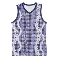 Hawaiian Ohia Lehua Lei Basketball Jersey Plaid Palaka Uliuli hohonu Pattern LT9 Unisex Navy - Polynesian Pride