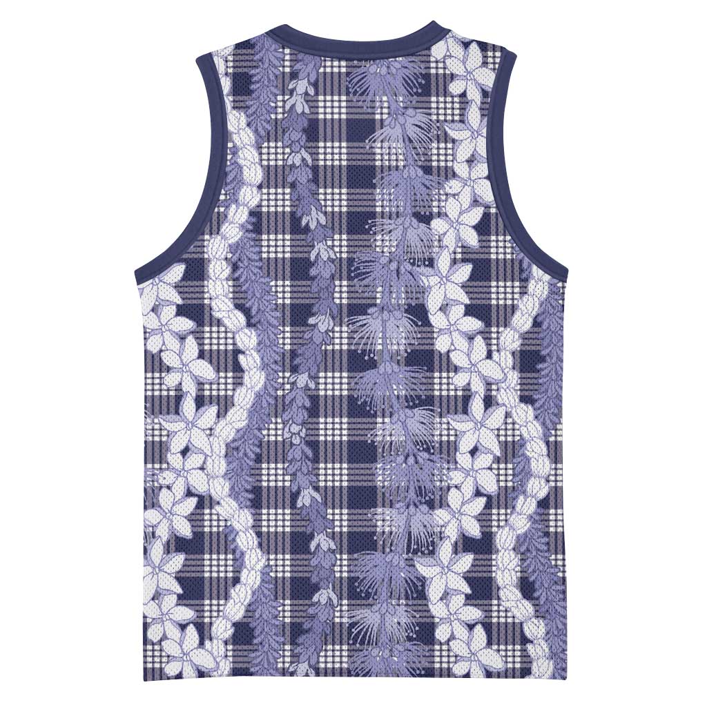 Hawaiian Ohia Lehua Lei Basketball Jersey Plaid Palaka Uliuli hohonu Pattern LT9 - Polynesian Pride
