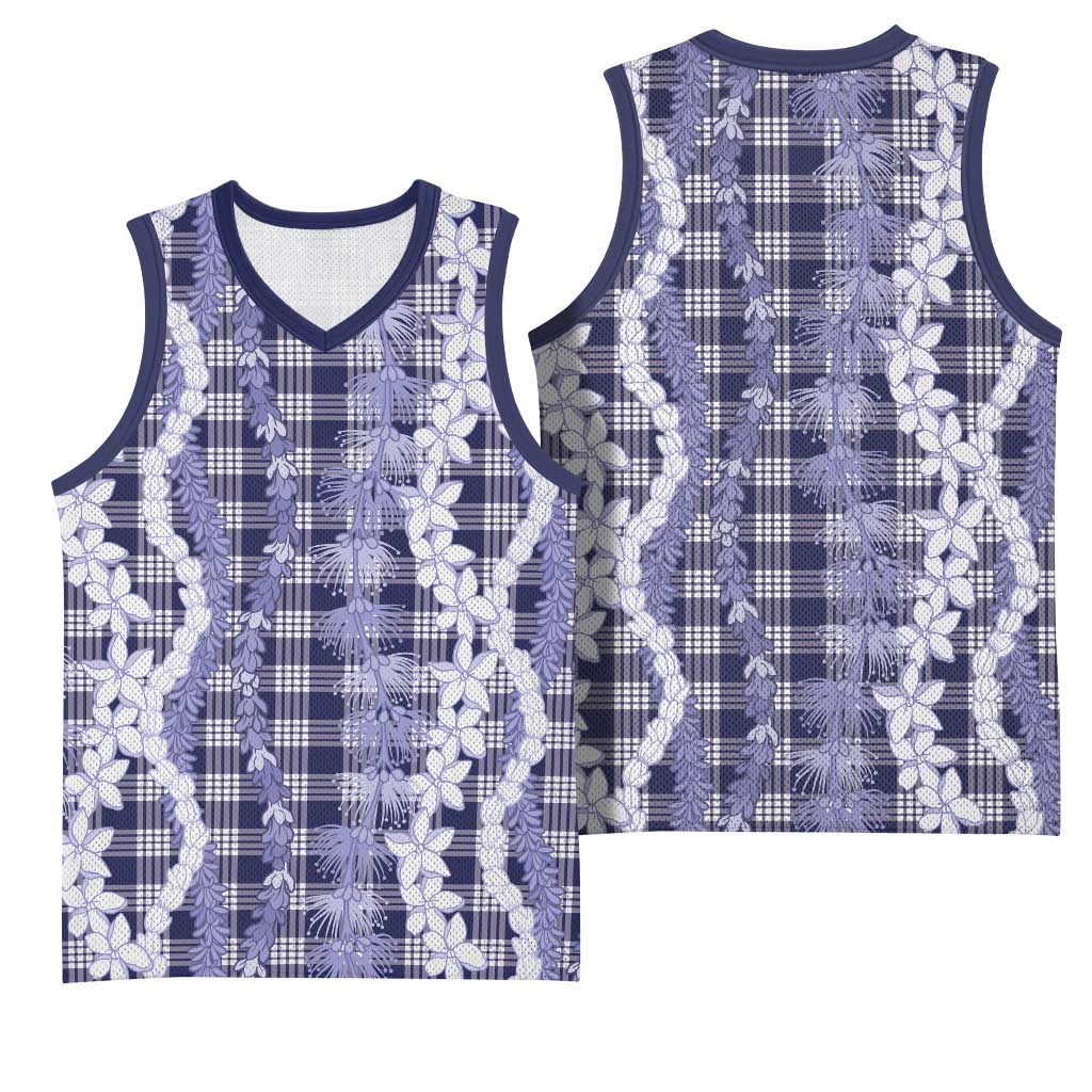 Hawaiian Ohia Lehua Lei Basketball Jersey Plaid Palaka Uliuli hohonu Pattern LT9 - Polynesian Pride