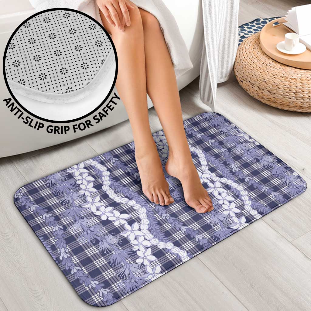 Hawaiian Ohia Lehua Lei Bathroom Set Plaid Palaka Uliuli hohonu Pattern - Polynesian Pride