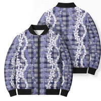 Hawaiian Ohia Lehua Lei Bomber Puffer Jacket Plaid Palaka Uliuli hohonu Pattern LT9 - Polynesian Pride