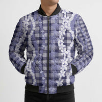 Hawaiian Ohia Lehua Lei Bomber Puffer Jacket Plaid Palaka Uliuli hohonu Pattern LT9 - Polynesian Pride