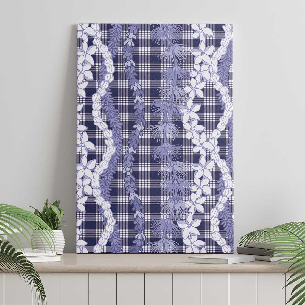Hawaiian Ohia Lehua Lei Canvas Wall Art Plaid Palaka Uliuli hohonu Pattern - Polynesian Pride
