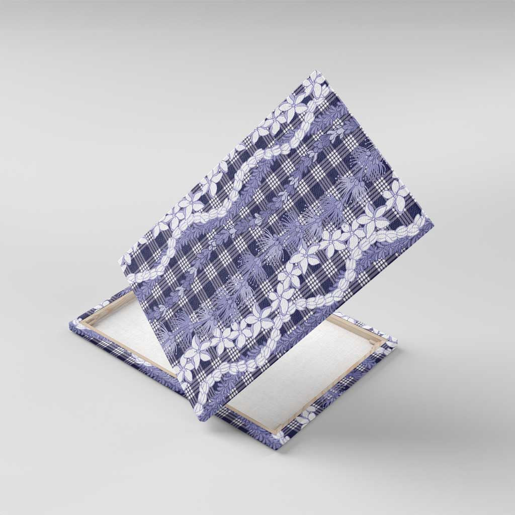 Hawaiian Ohia Lehua Lei Canvas Wall Art Plaid Palaka Uliuli hohonu Pattern - Polynesian Pride