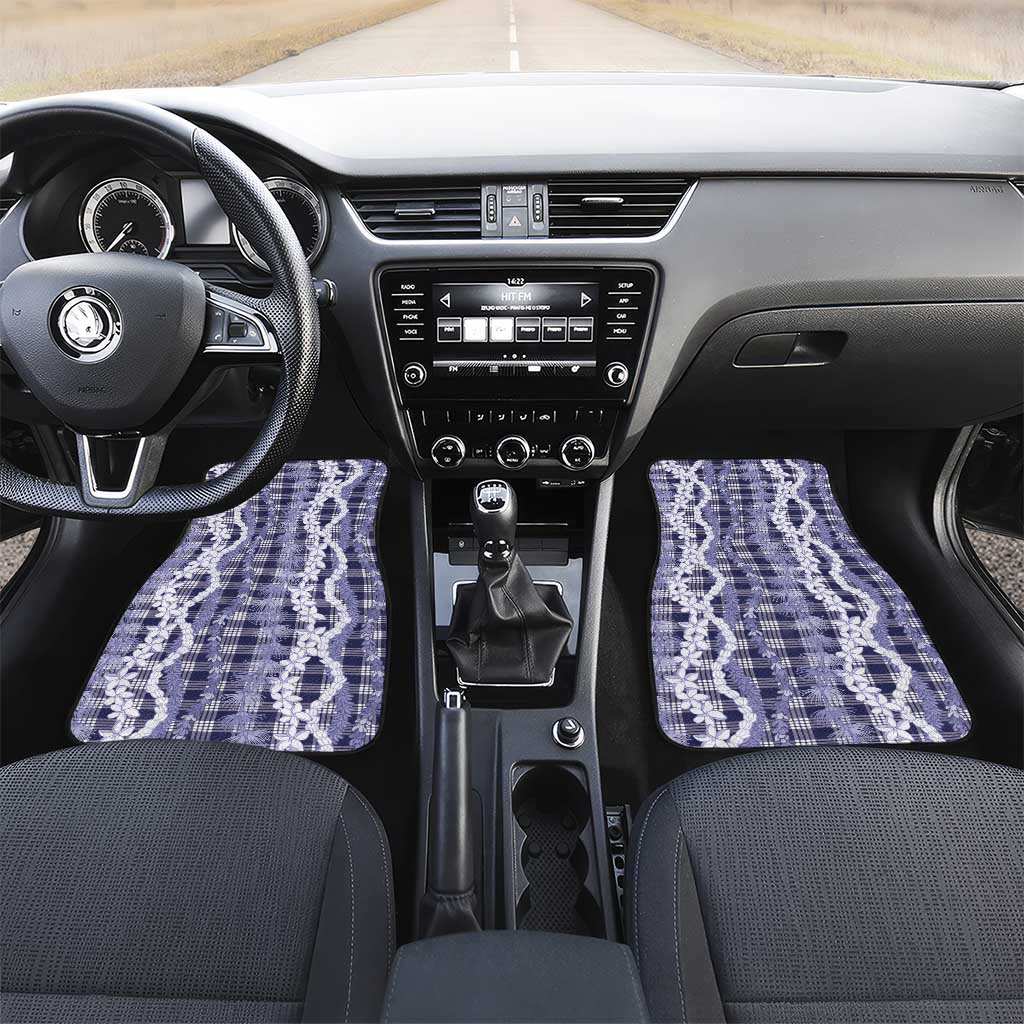 Hawaiian Ohia Lehua Lei Car Mats Plaid Palaka Uliuli hohonu Pattern - Polynesian Pride