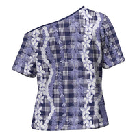 Hawaiian Ohia Lehua Lei Cross Shoulder Shirt Plaid Palaka Uliuli hohonu Pattern LT9 - Polynesian Pride