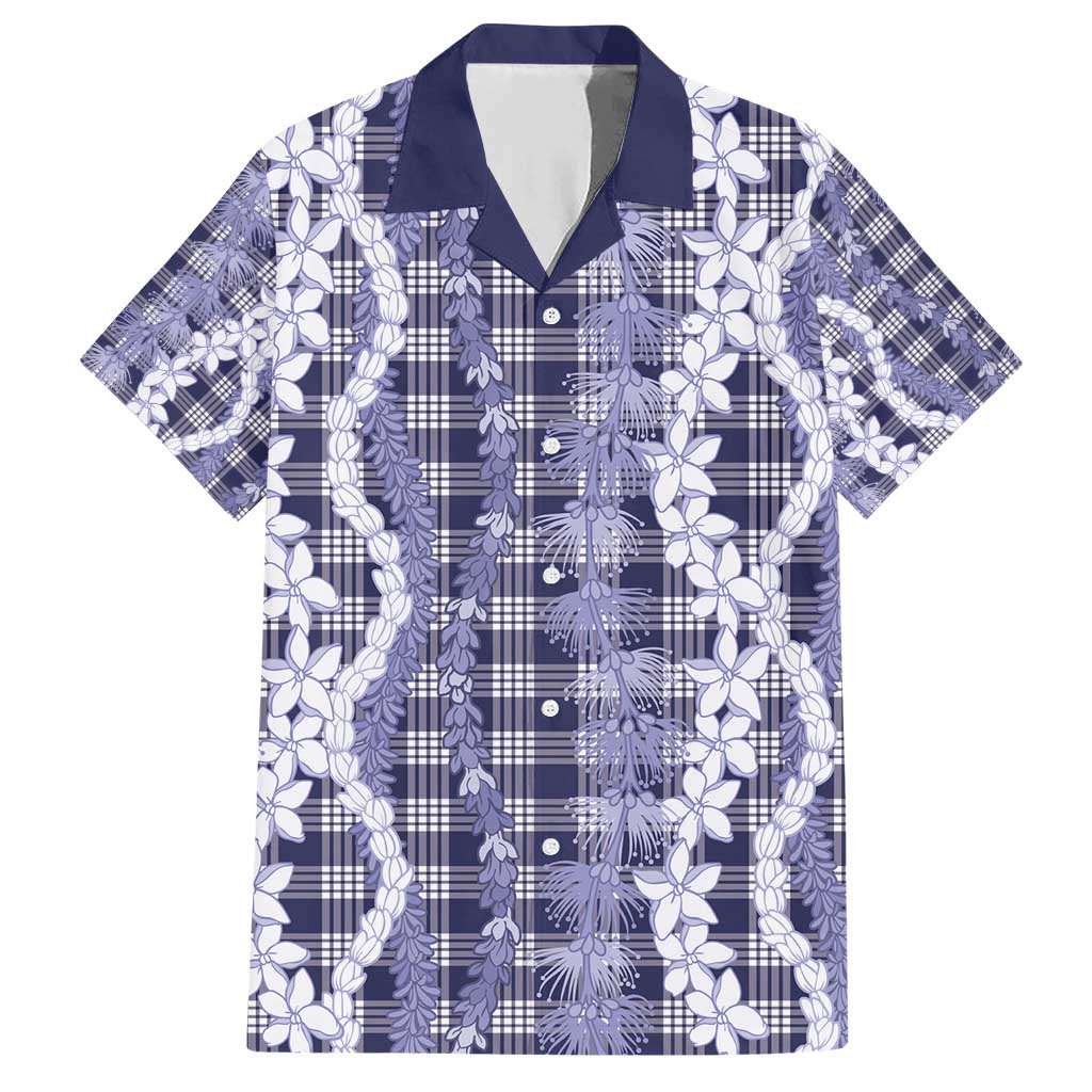 Hawaiian Ohia Lehua Lei Family Matching Short Sleeve Bodycon Dress and Hawaiian Shirt Plaid Palaka Uliuli hohonu Pattern - Polynesian Pride