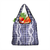Hawaiian Ohia Lehua Lei Grocery Bag Plaid Palaka Uliuli hohonu Pattern LT9 1-pack One Size Navy - Polynesian Pride