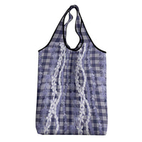 Hawaiian Ohia Lehua Lei Grocery Bag Plaid Palaka Uliuli hohonu Pattern LT9 - Polynesian Pride