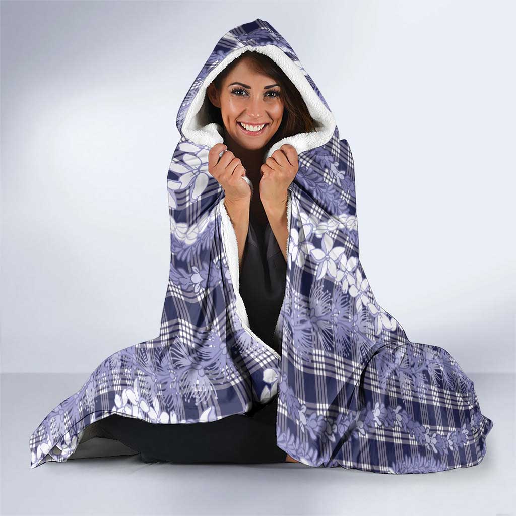 Hawaiian Ohia Lehua Lei Hooded Blanket Plaid Palaka Uliuli hohonu Pattern LT9 - Polynesian Pride