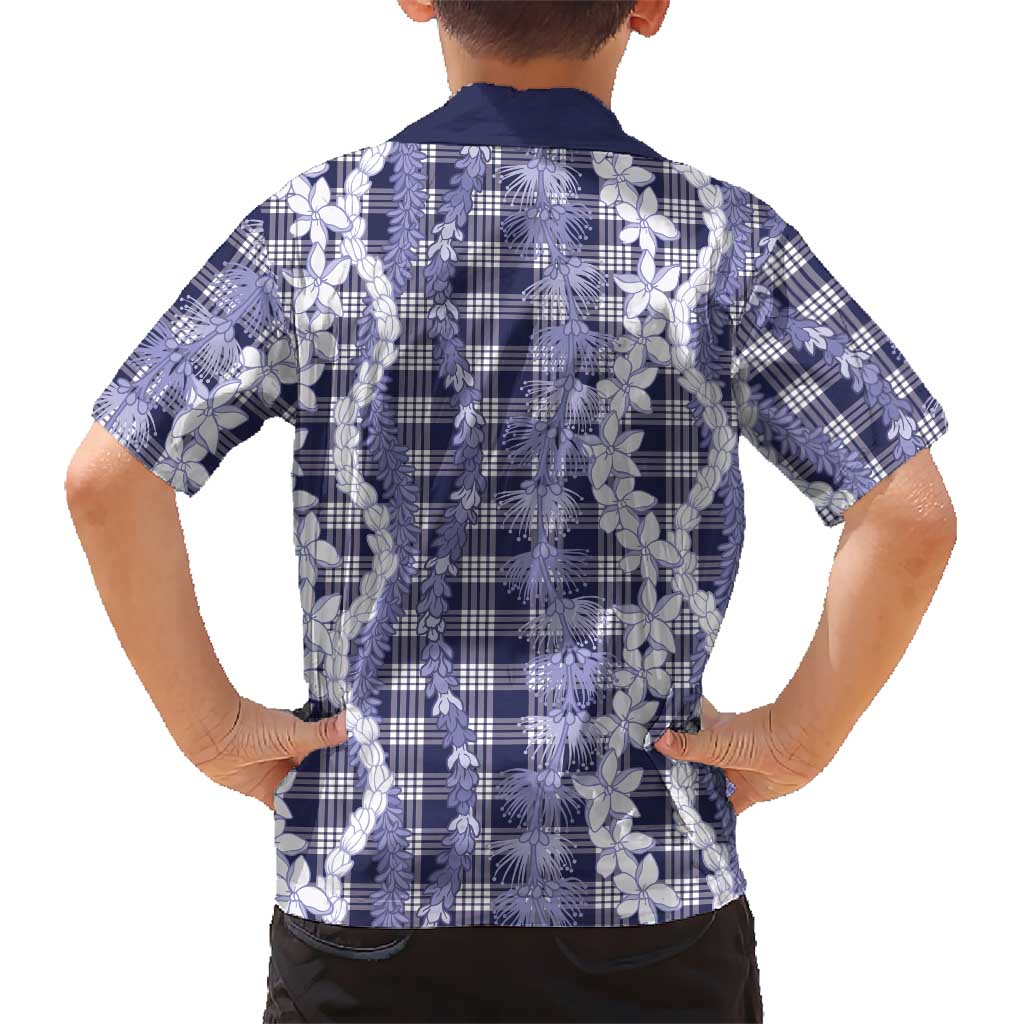 Hawaiian Ohia Lehua Lei Kid Hawaiian Shirt Plaid Palaka Uliuli hohonu Pattern LT9 - Polynesian Pride