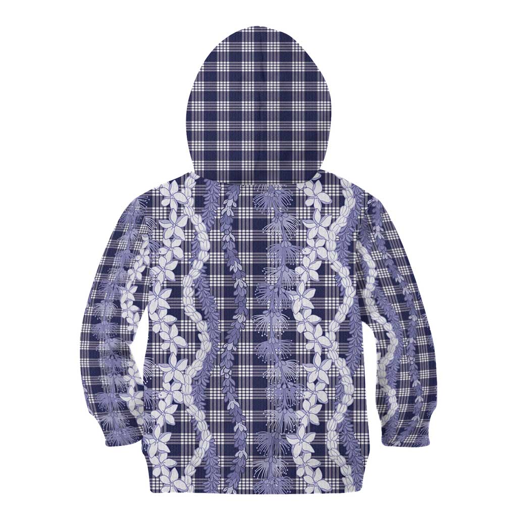 Hawaiian Ohia Lehua Lei Kid Hoodie Plaid Palaka Uliuli hohonu Pattern - Polynesian Pride