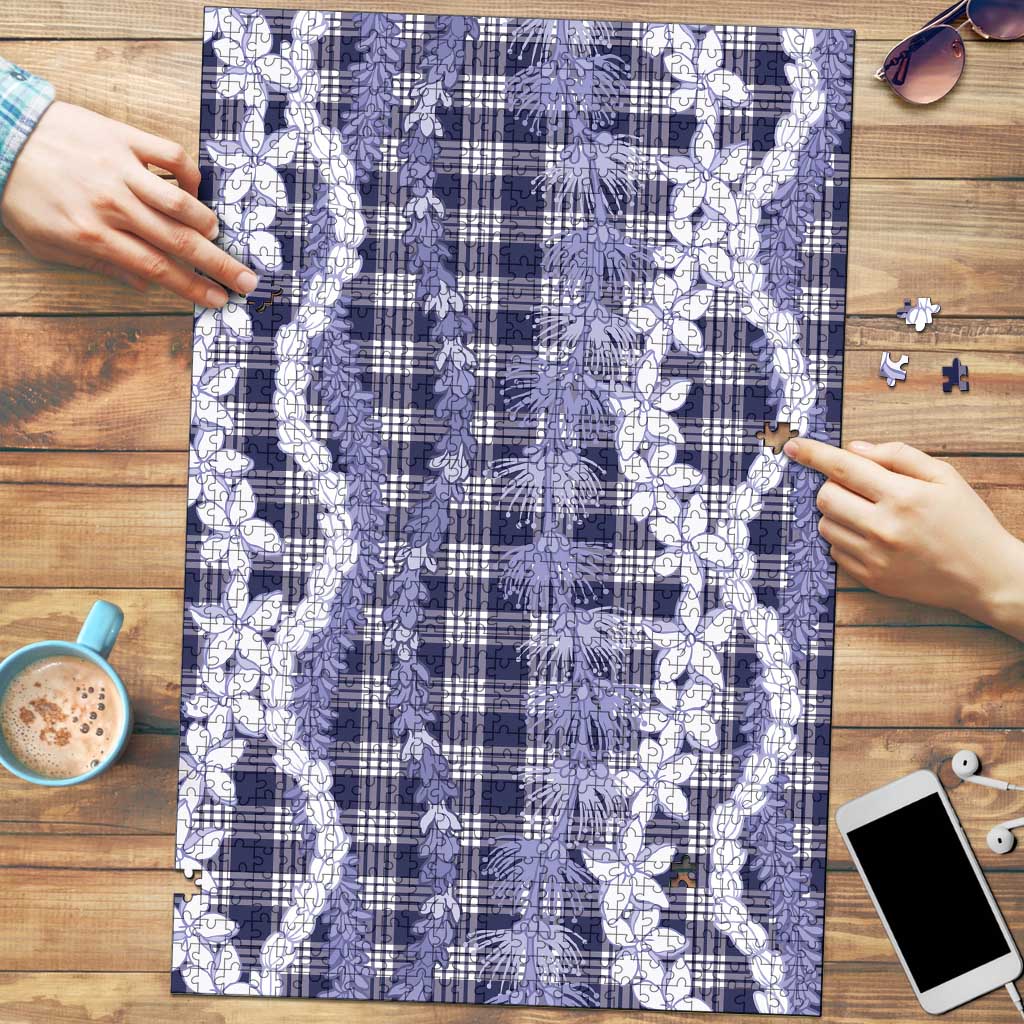 Hawaiian Ohia Lehua Lei Puzzle Plaid Palaka Uliuli hohonu Pattern LT9 Navy - Polynesian Pride