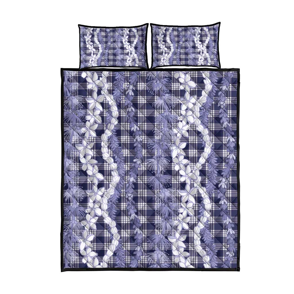 Hawaiian Ohia Lehua Lei Quilt Bed Set Plaid Palaka Uliuli hohonu Pattern - Polynesian Pride