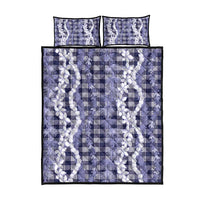 Hawaiian Ohia Lehua Lei Quilt Bed Set Plaid Palaka Uliuli hohonu Pattern - Polynesian Pride