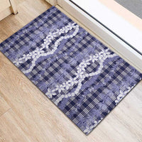 Hawaiian Ohia Lehua Lei Rubber Doormat Plaid Palaka Uliuli hohonu Pattern LT9 - Polynesian Pride
