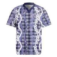 Hawaiian Ohia Lehua Lei Rugby Jersey Plaid Palaka Uliuli hohonu Pattern LT9 Navy - Polynesian Pride