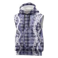 Hawaiian Ohia Lehua Lei Sleeveless Hoodie Plaid Palaka Uliuli hohonu Pattern LT9 Navy - Polynesian Pride