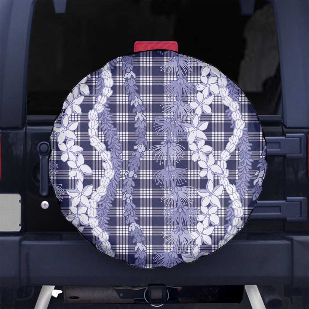 Hawaiian Ohia Lehua Lei Spare Tire Cover Plaid Palaka Uliuli hohonu Pattern - Polynesian Pride