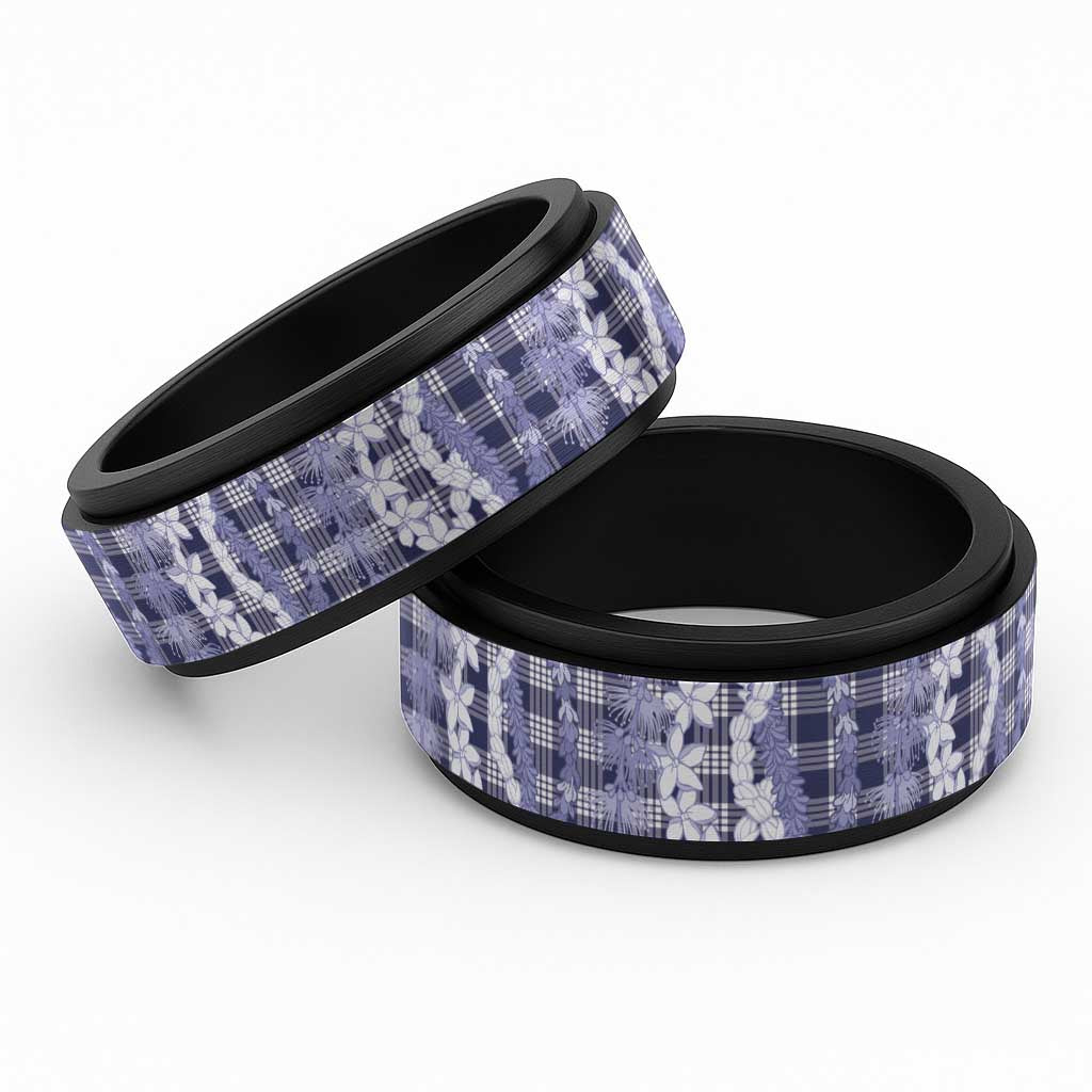 Hawaiian Ohia Lehua Lei Spinner Ring Plaid Palaka Uliuli hohonu Pattern - Polynesian Pride