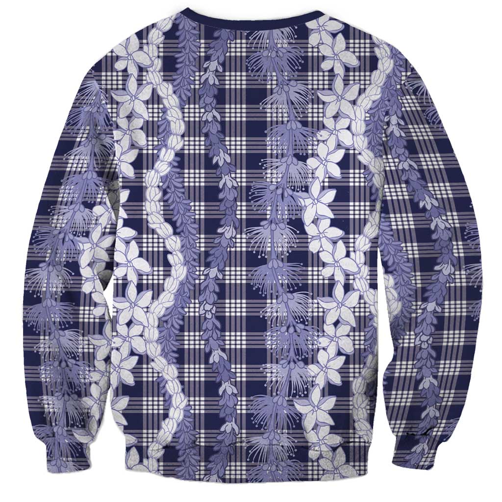 Hawaiian Ohia Lehua Lei Sweatshirt Plaid Palaka Uliuli hohonu Pattern LT9 - Polynesian Pride