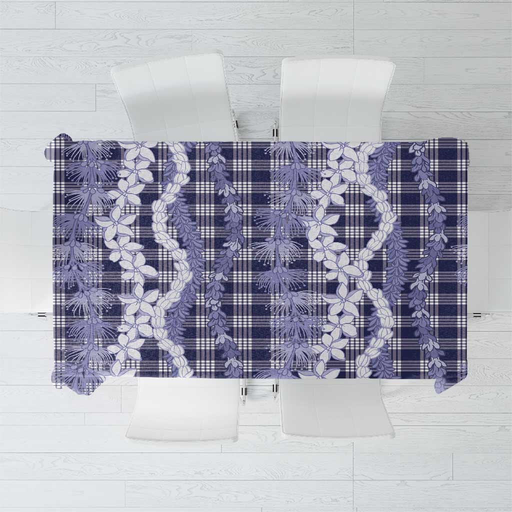 Hawaiian Ohia Lehua Lei Tablecloth Plaid Palaka Uliuli hohonu Pattern LT9 Navy - Polynesian Pride