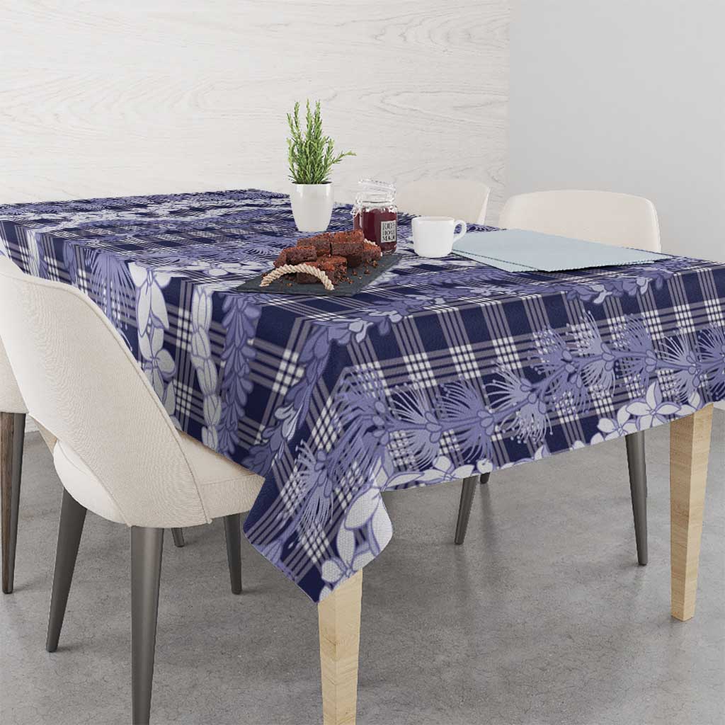 Hawaiian Ohia Lehua Lei Tablecloth Plaid Palaka Uliuli hohonu Pattern LT9 - Polynesian Pride