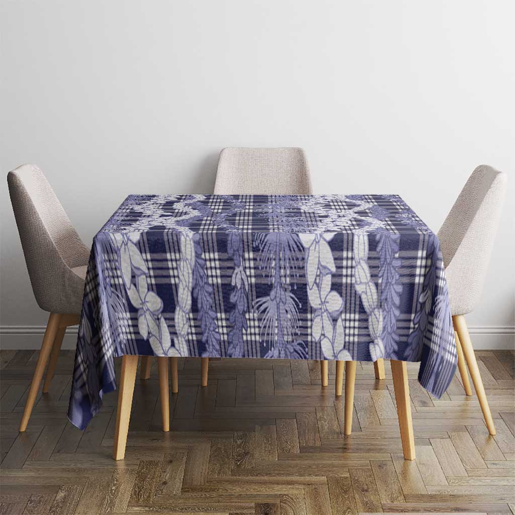 Hawaiian Ohia Lehua Lei Tablecloth Plaid Palaka Uliuli hohonu Pattern LT9 - Polynesian Pride