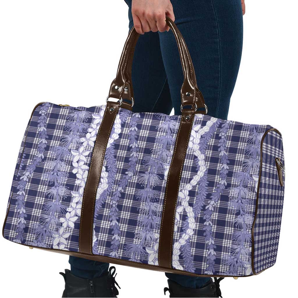 Hawaiian Ohia Lehua Lei Travel Bag Plaid Palaka Uliuli hohonu Pattern LT9 - Polynesian Pride