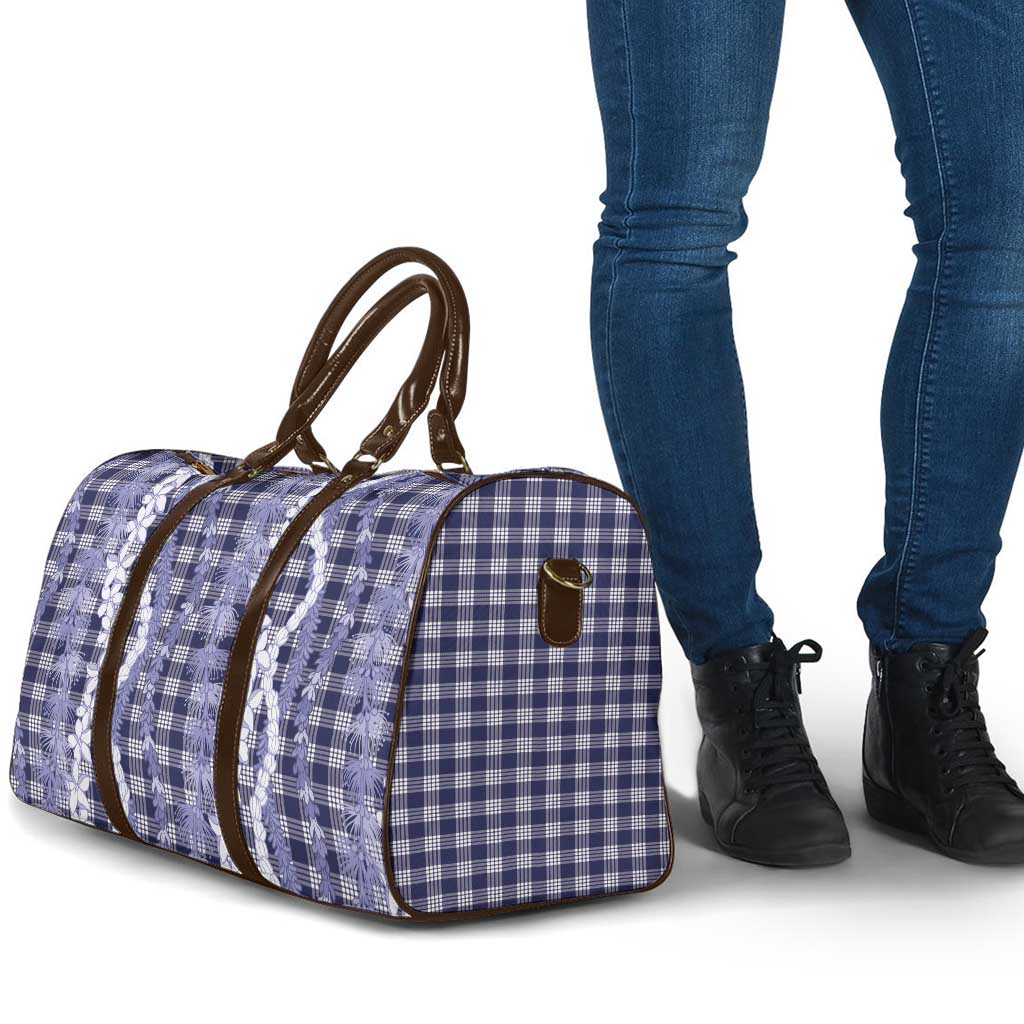 Hawaiian Ohia Lehua Lei Travel Bag Plaid Palaka Uliuli hohonu Pattern LT9 - Polynesian Pride