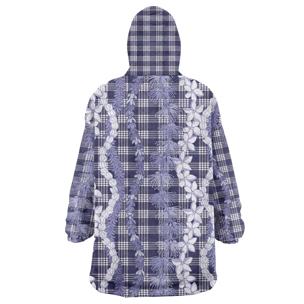 Hawaiian Ohia Lehua Lei Wearable Blanket Hoodie Plaid Palaka Uliuli hohonu Pattern LT9 - Polynesian Pride