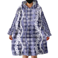 Hawaiian Ohia Lehua Lei Wearable Blanket Hoodie Plaid Palaka Uliuli hohonu Pattern LT9 - Polynesian Pride