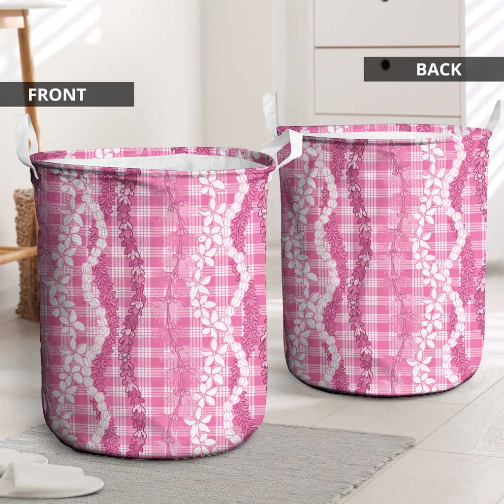 Hawaiian Ohia Lehua Lei Laundry Basket Plaid Palaka Akala Pattern LT9 - Polynesian Pride